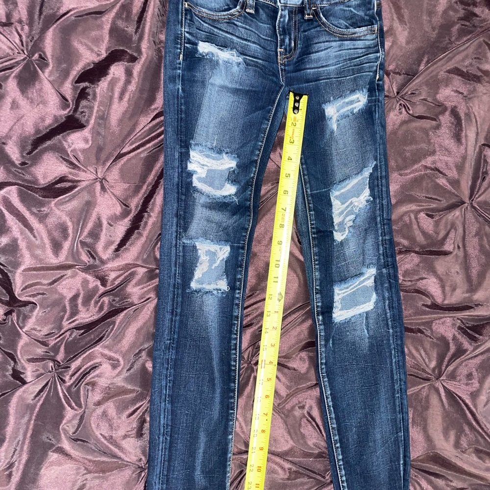American Eagle Outfitters Blue Jeggings with Distressed Details